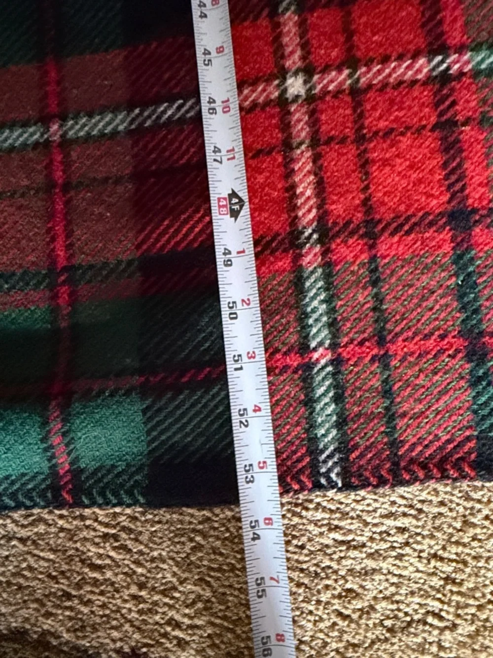 Vintage Wool Red Green Plaid Throw Blanket
